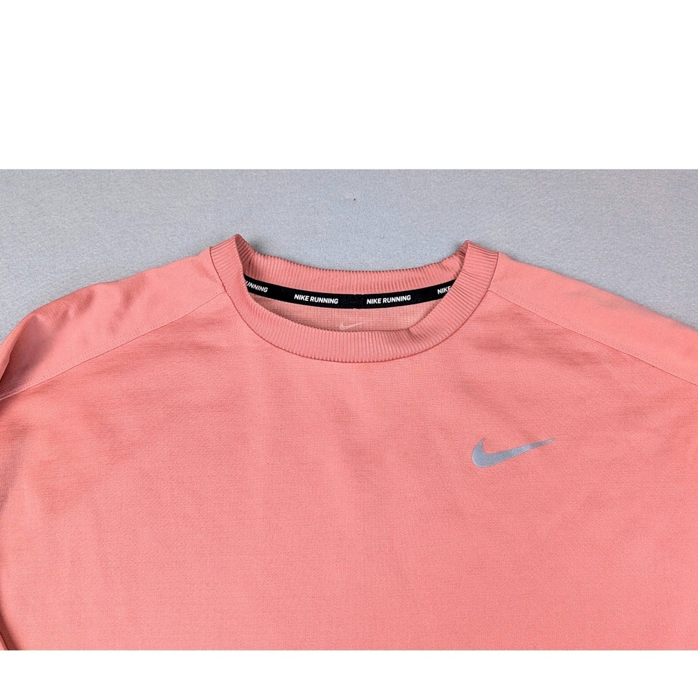 Nike Running Dri-FIT Long Sleeve Top Rose Pink Thumbhole Reflective Womens Large